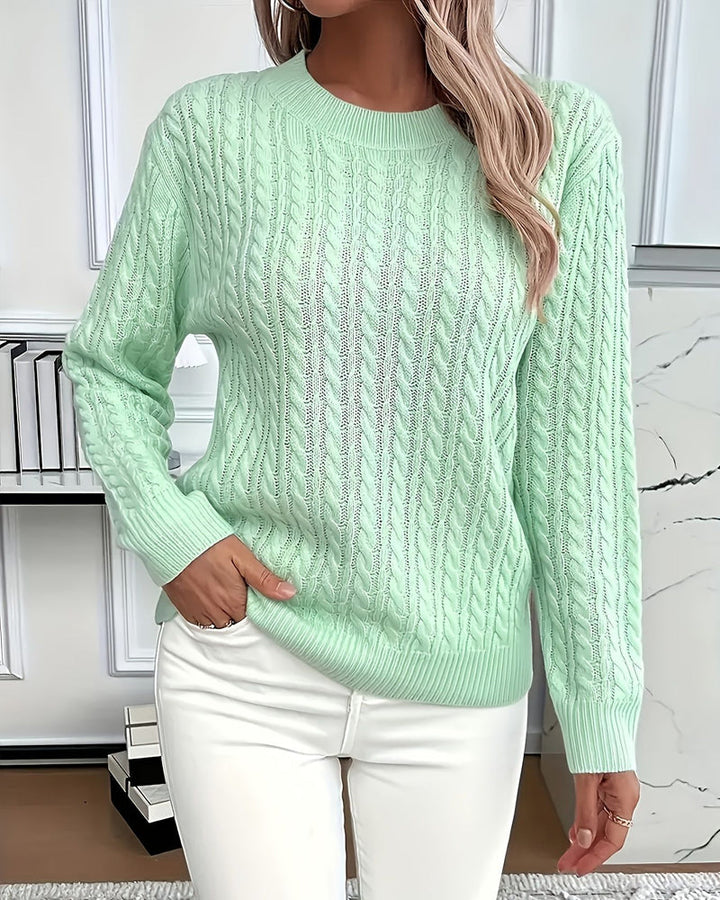 Noreya - Crew Neck Cable Knit Sweater