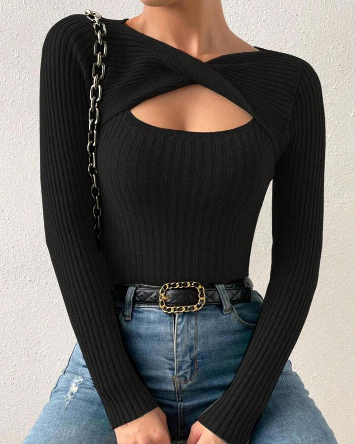 Nivara - Cross-Neck Knit Top