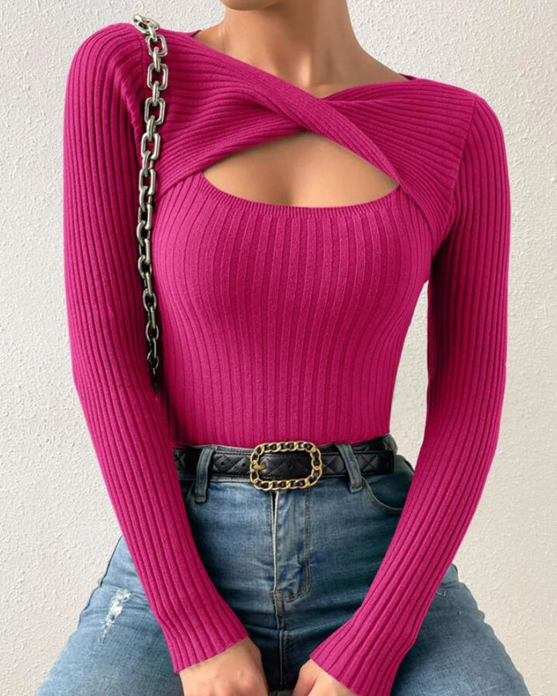 Nivara - Cross-Neck Knit Top