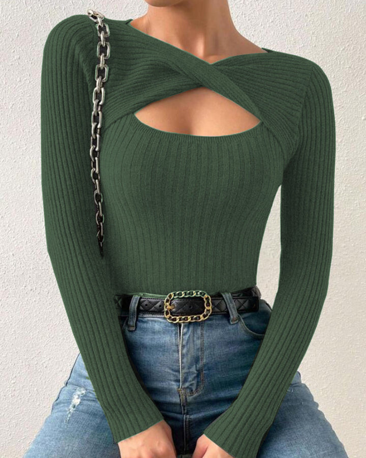 Nivara - Cross-Neck Knit Top
