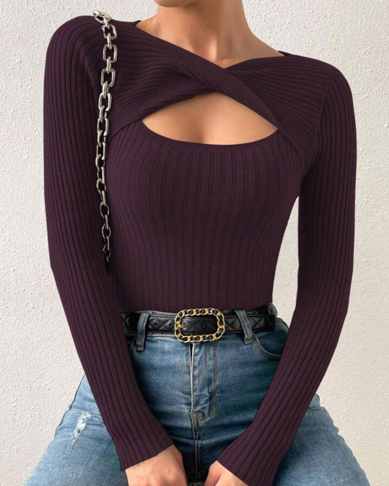 Nivara - Cross-Neck Knit Top