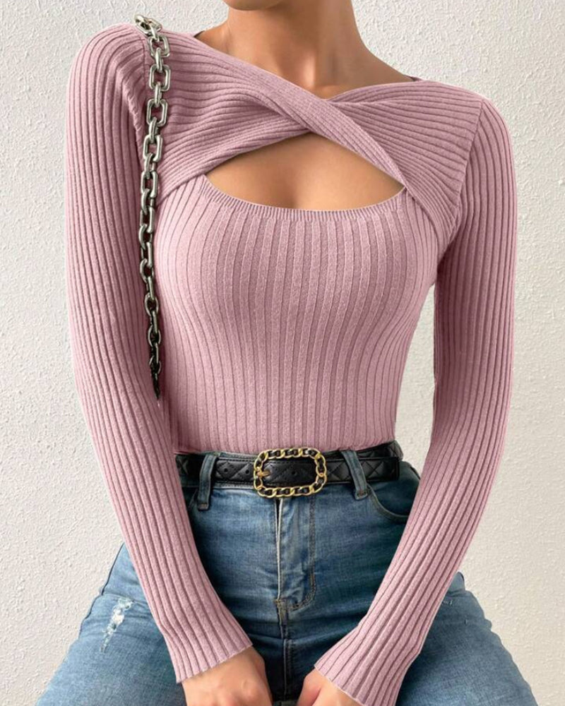 Nivara - Cross-Neck Knit Top