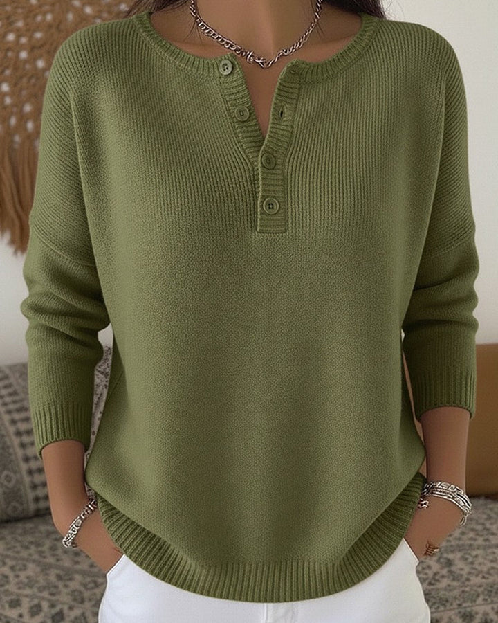 Noreva - Henley Placket Knit Sweater