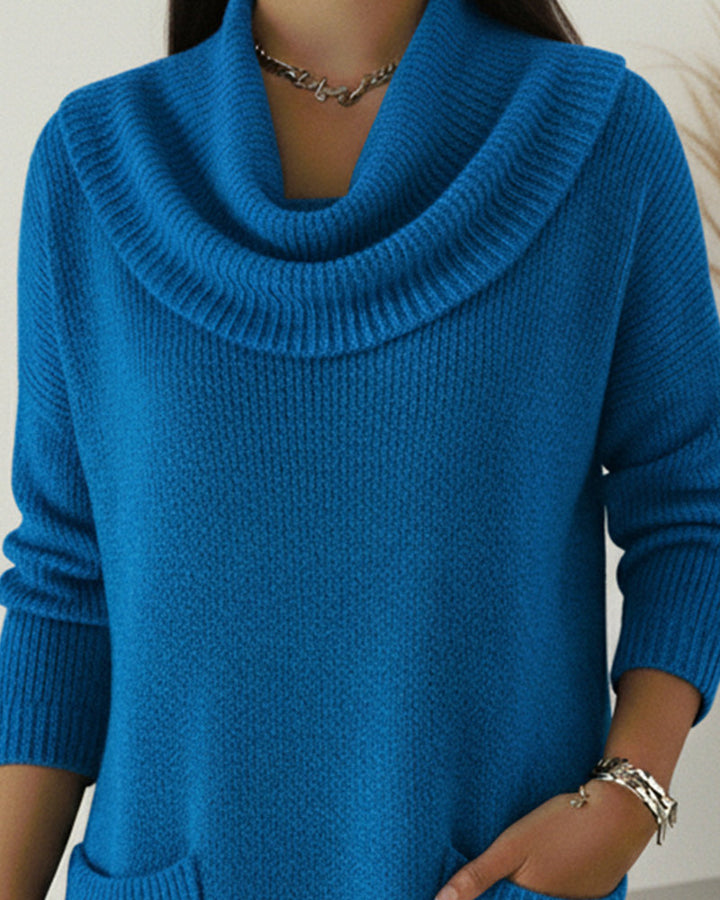 Rilena - Cowl Neck Stretch Knit Sweater
