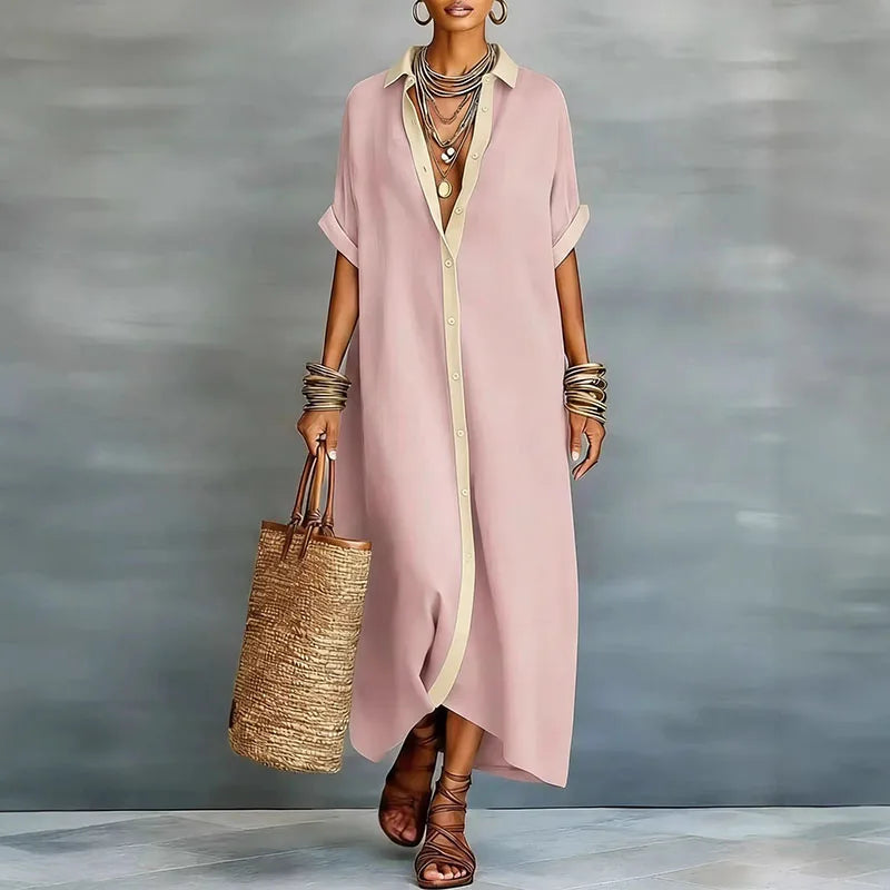Nireva - Maxi Woven Shirt Dress