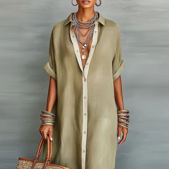 Nireva - Maxi Woven Shirt Dress