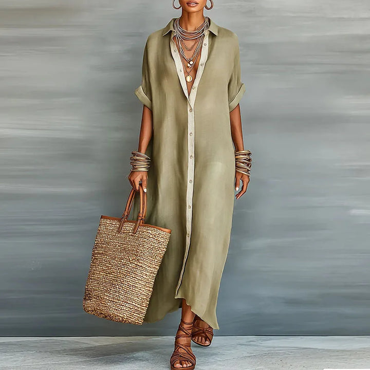Nireva - Maxi Woven Shirt Dress