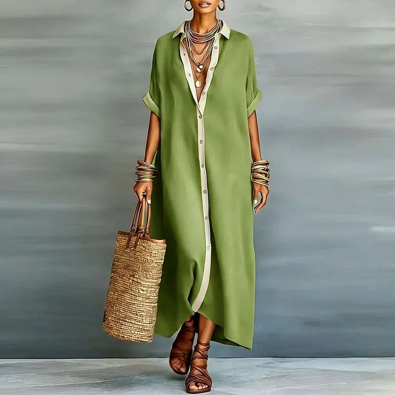 Nireva - Maxi Woven Shirt Dress