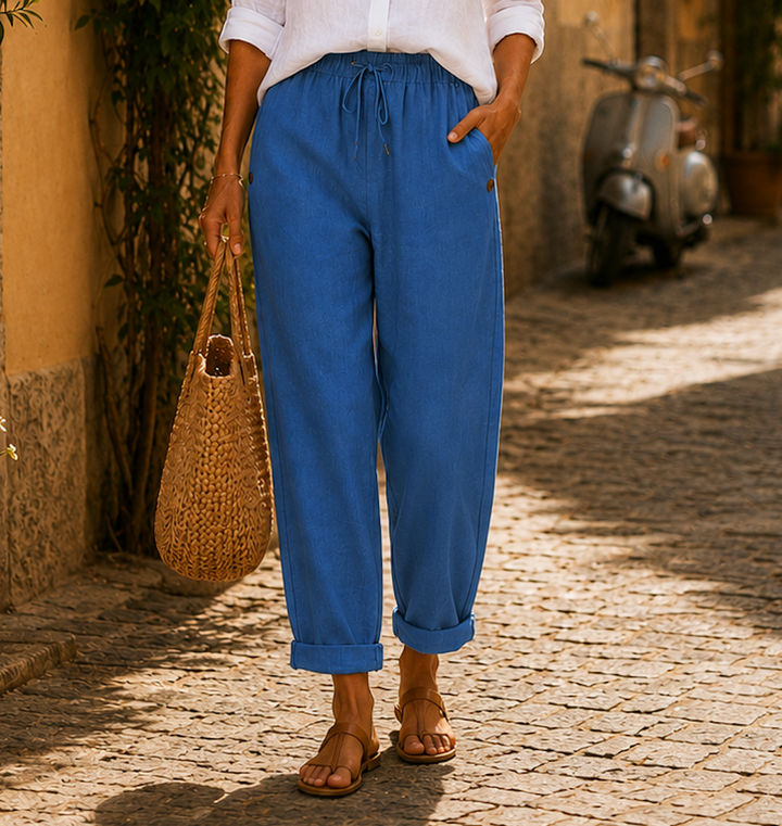 Auvina - Elastic Waist Linen Trousers