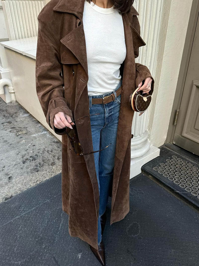 Lysara - Longline Suede Effect Coat