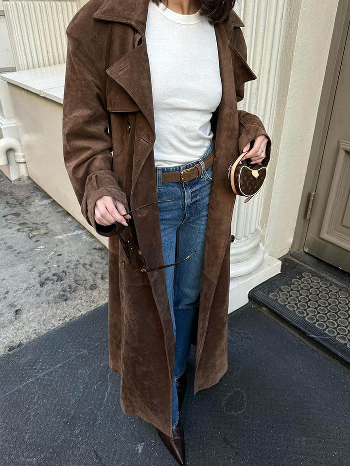 Lysara - Longline Suede Effect Coat