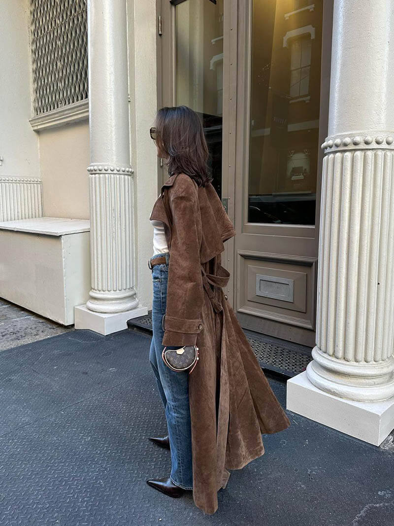 Lysara - Longline Suede Effect Coat
