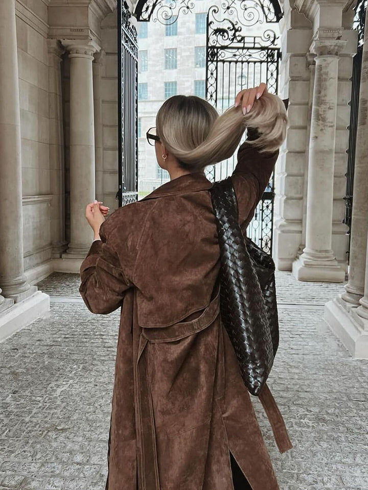 Lysara - Longline Suede Effect Coat