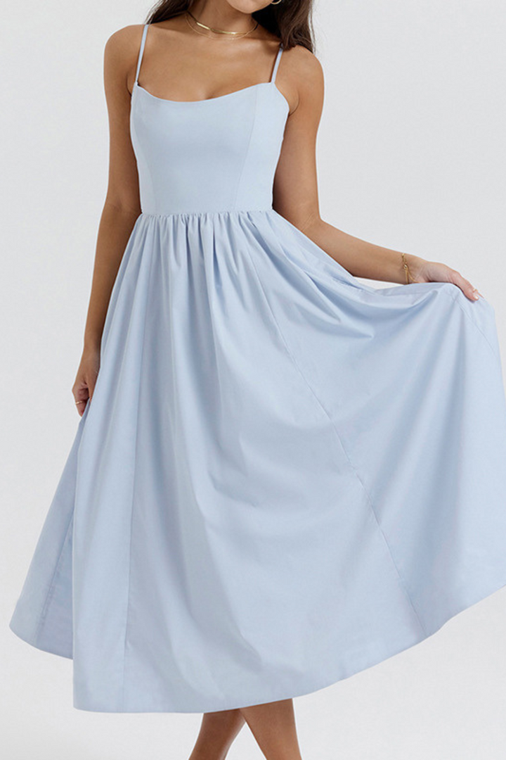Nolara - Corset-Style Woven Midi Dress