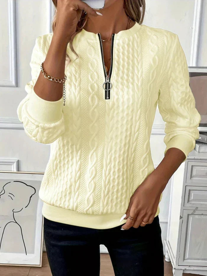 Vesina - Zip-Neck Cable Knit Jumper