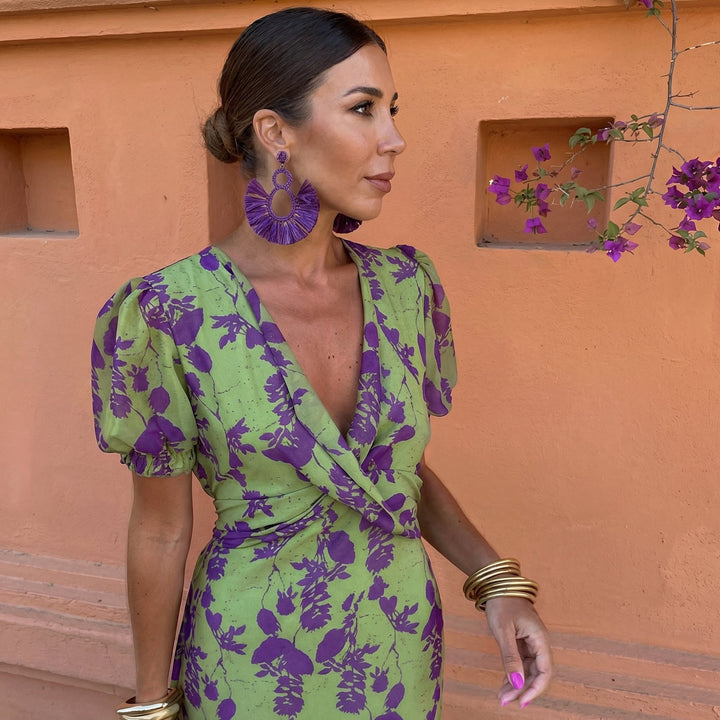Mireli - Puff-Sleeve Printed Summer Dress