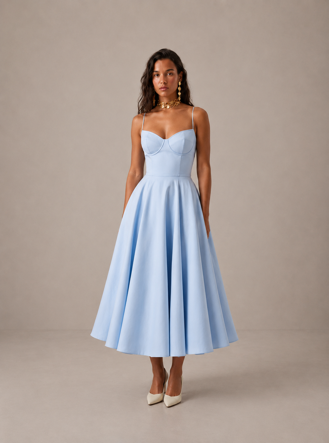 Averla - Heart Neckline Technical-Weave Dress