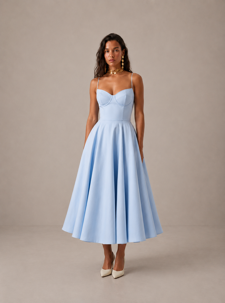 Averla - Heart Neckline Technical-Weave Dress