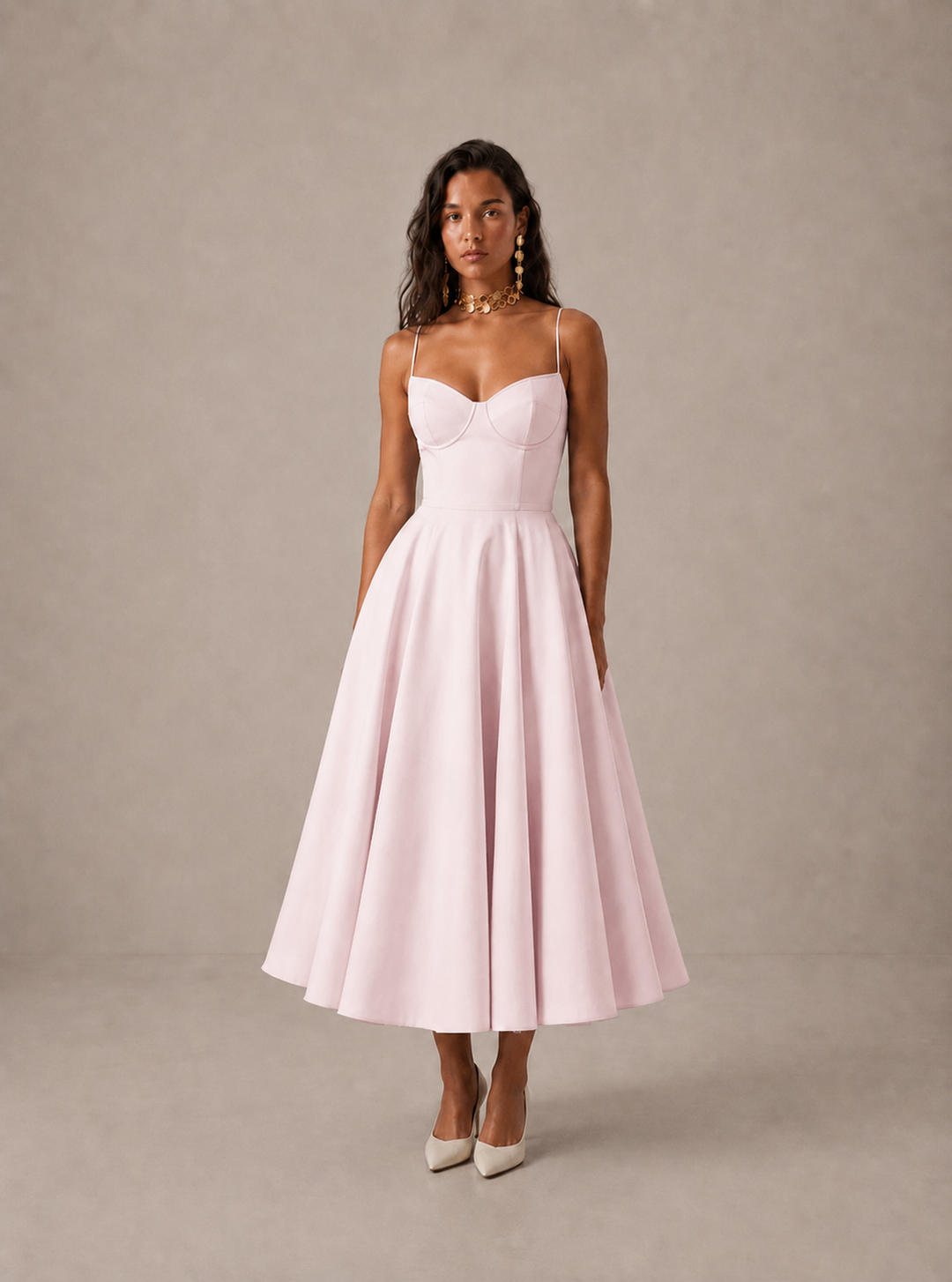 Averla - Heart Neckline Technical-Weave Dress