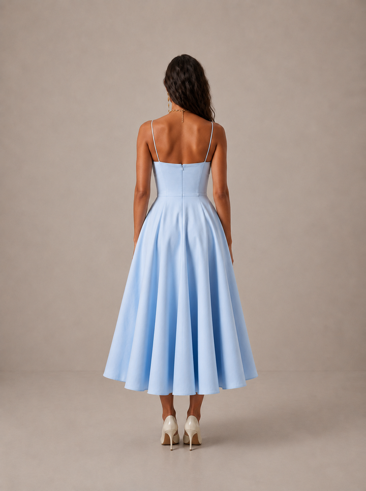 Averla - Heart Neckline Technical-Weave Dress