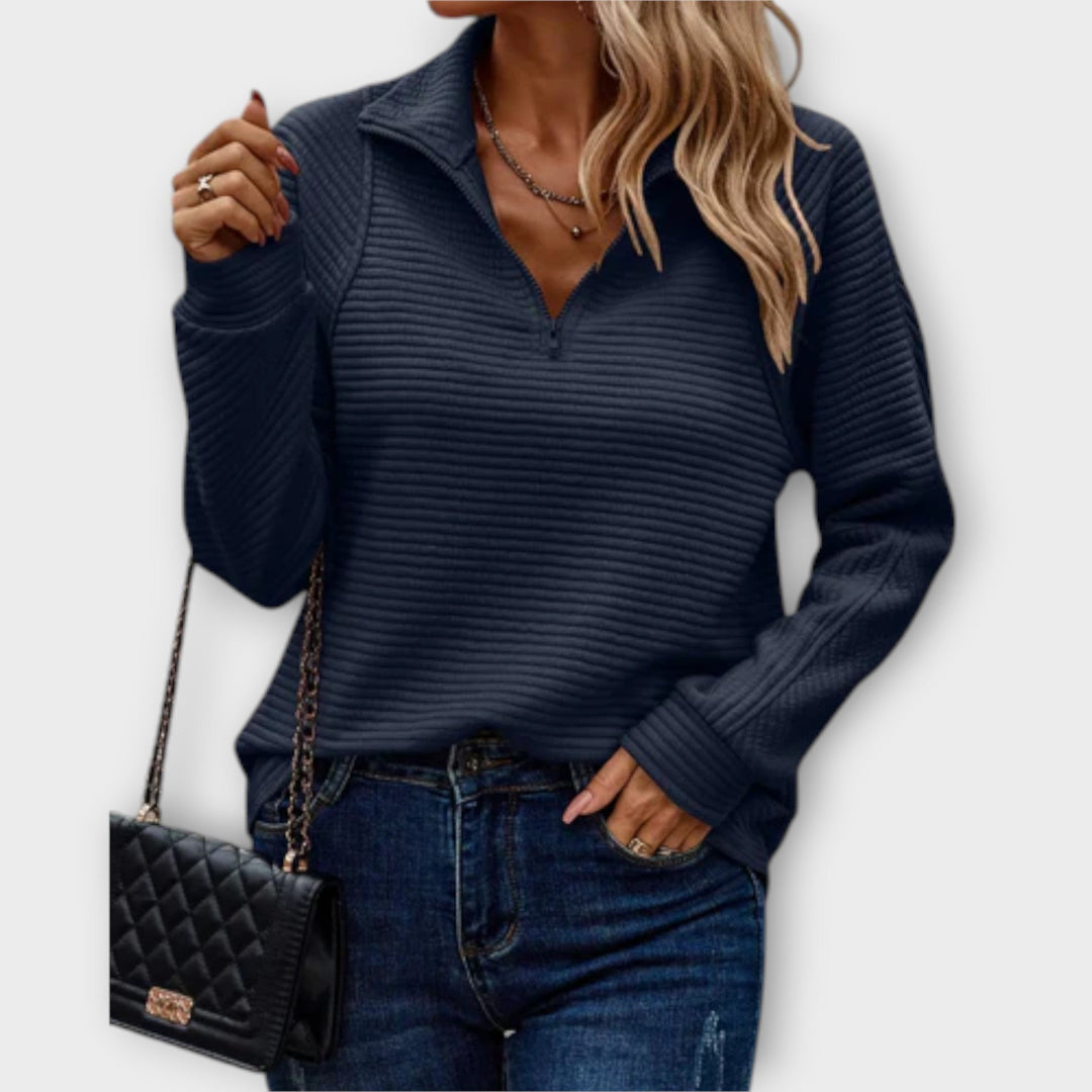 Zareli - Polo Zip Wool-Blend Pullover