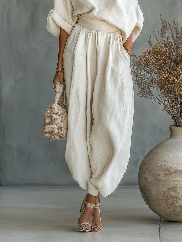 Melori - Off-Shoulder Woven Two-Piece Set