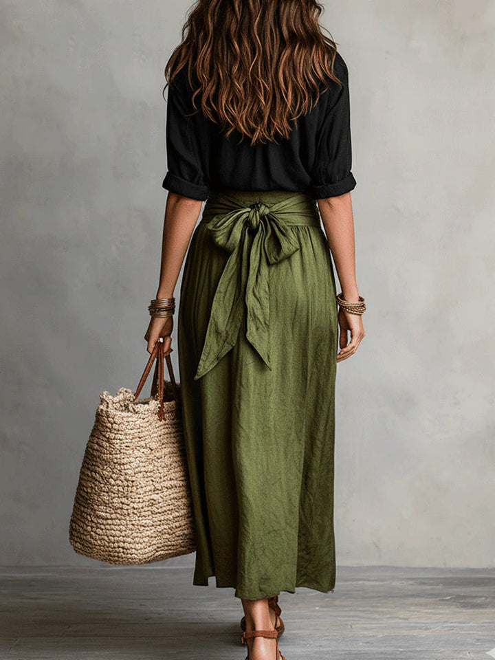 Arlise - Belted High-Waist Midi Set