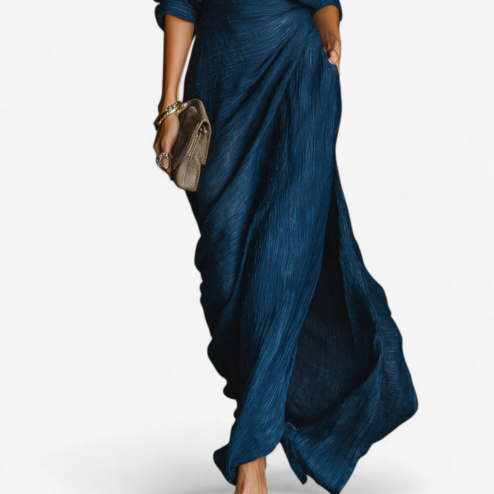 Zalyn - Wrap-Front Denim-Effect Dress