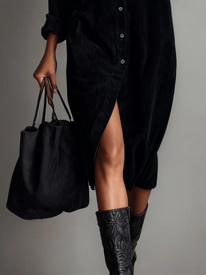 Milora - Single-Breasted Structured Weave Dress