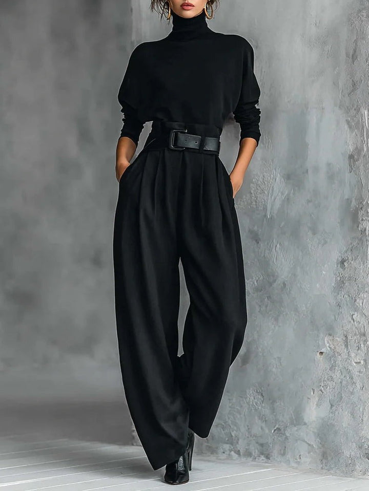 Avenya - Fitted Turtleneck Top & Trouser Set