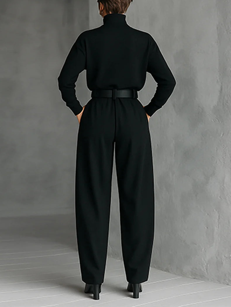Avenya - Fitted Turtleneck Top & Trouser Set