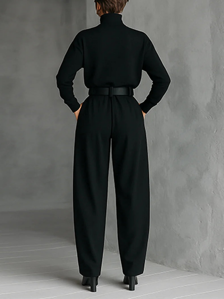 Avenya - Fitted Turtleneck Top & Trouser Set