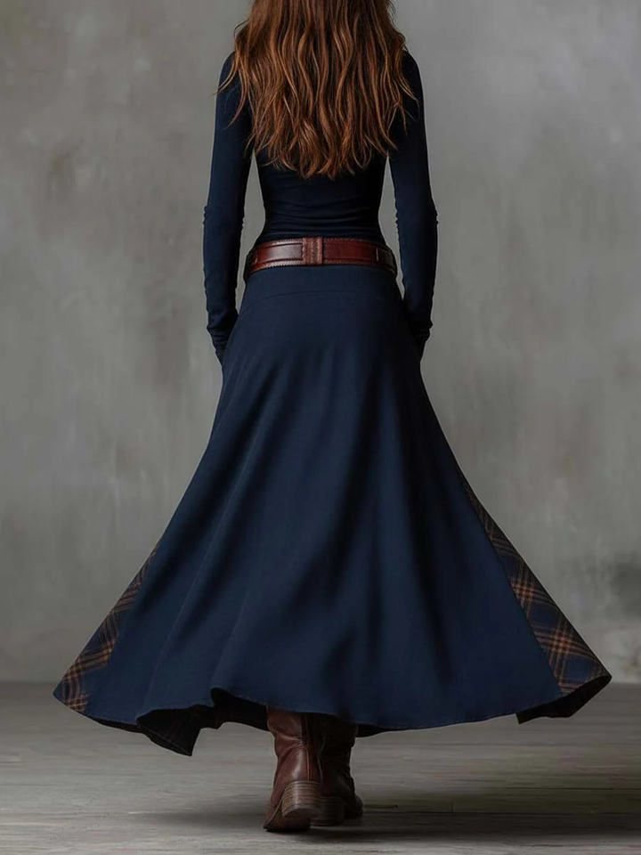 Elyra - Patchwork Skirt Suede Maxi Dress