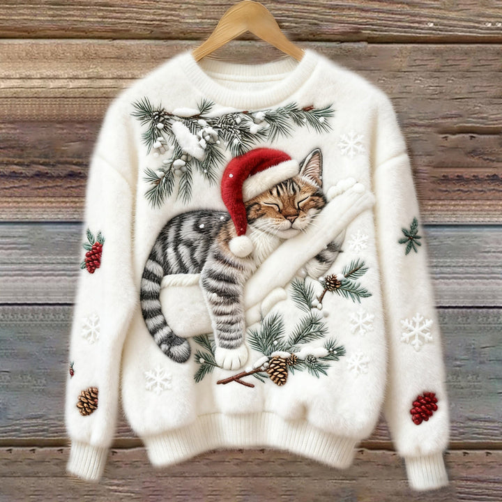 Velira - 3D Cat Applique Pile Knit Jumper