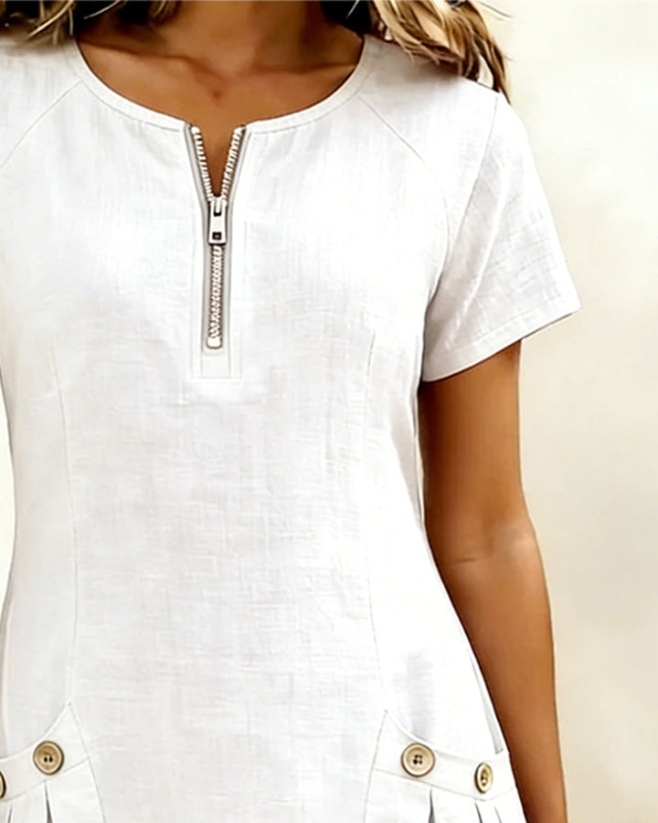 Renavi - A-Line Cotton-Linen Dress