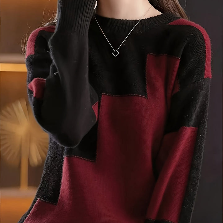 Novira - Colour Block Knit Pullover Sweater