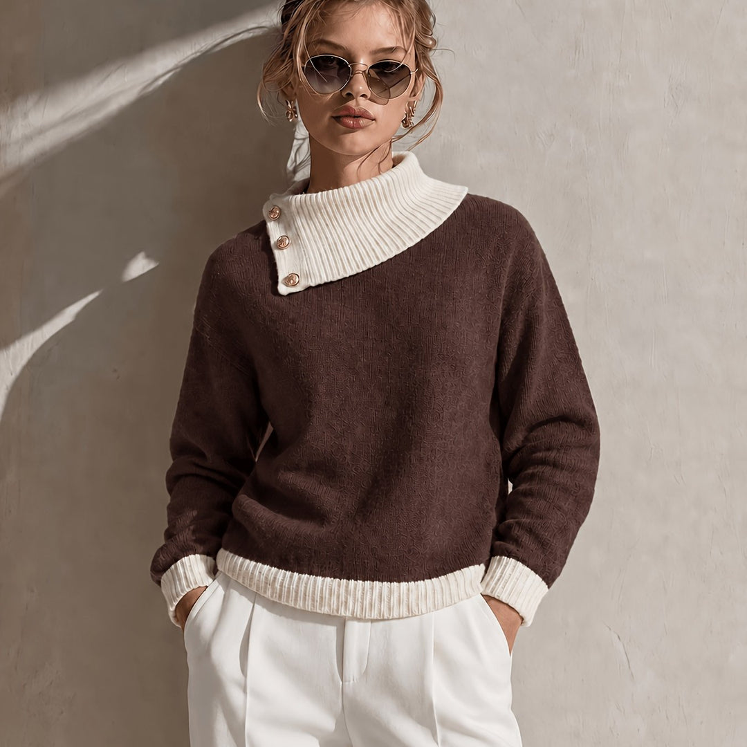 Calira - Asymmetric Neck Knit Sweater