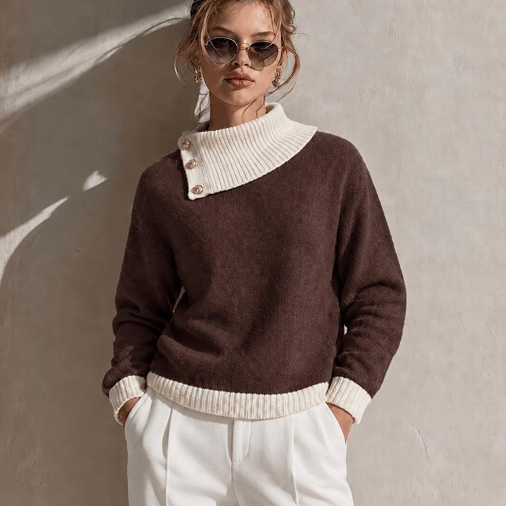 Calira - Asymmetric Neck Knit Sweater