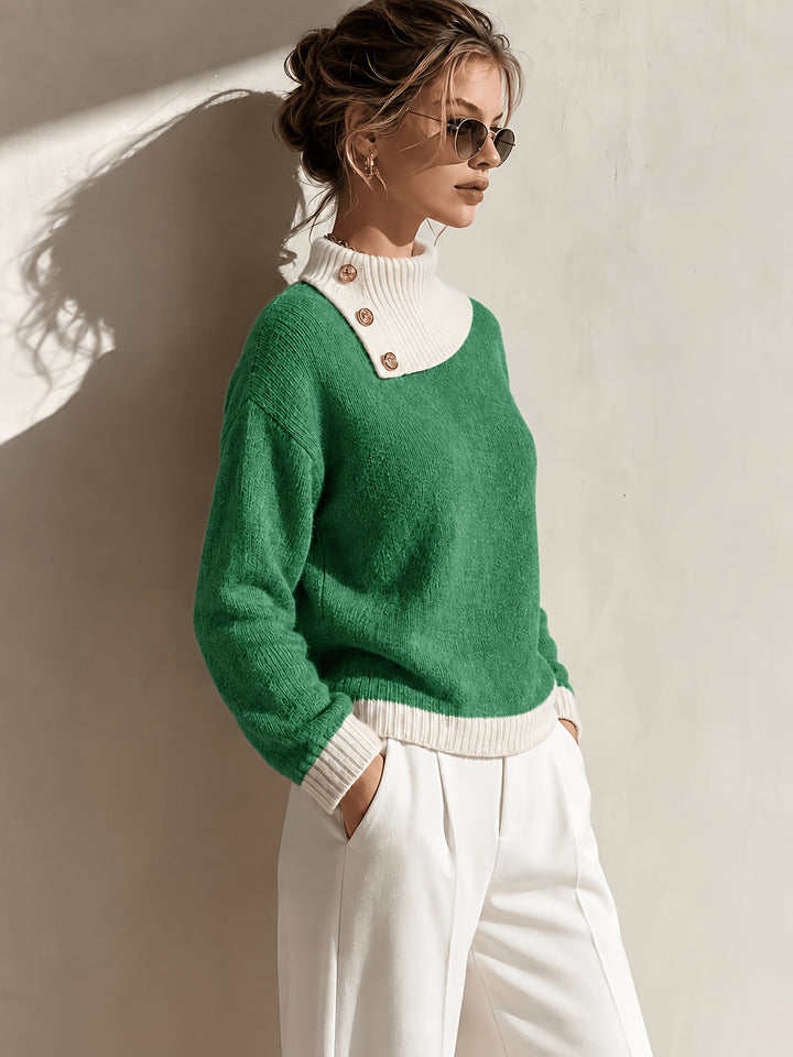 Calira - Asymmetric Neck Knit Sweater