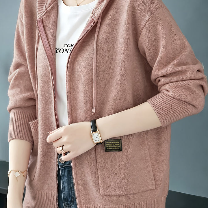 Rilena - Drawstring Hood Viscose Knit Cardigan