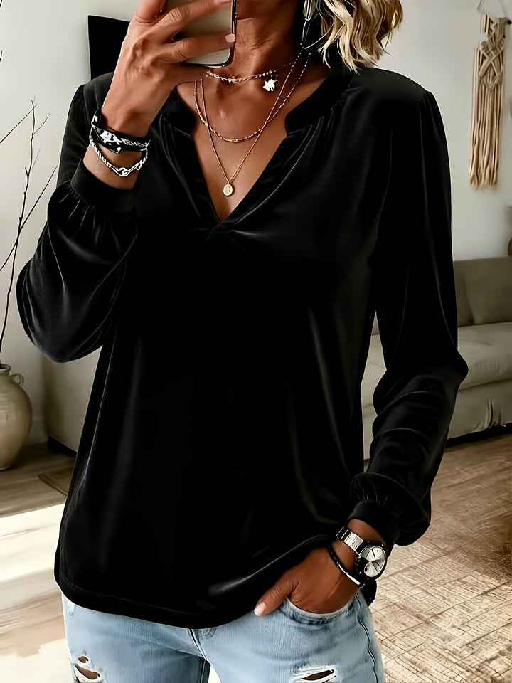 Sevaya - V-Neck Velvet Knit Top