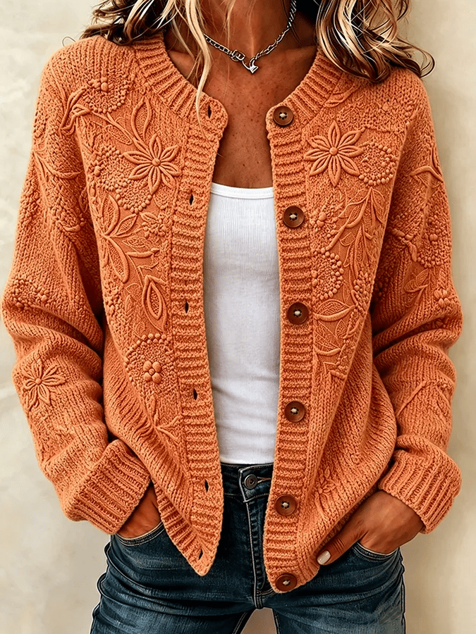 Solira - Maple Leaf Print Fine-Gauge Knit Cardigan