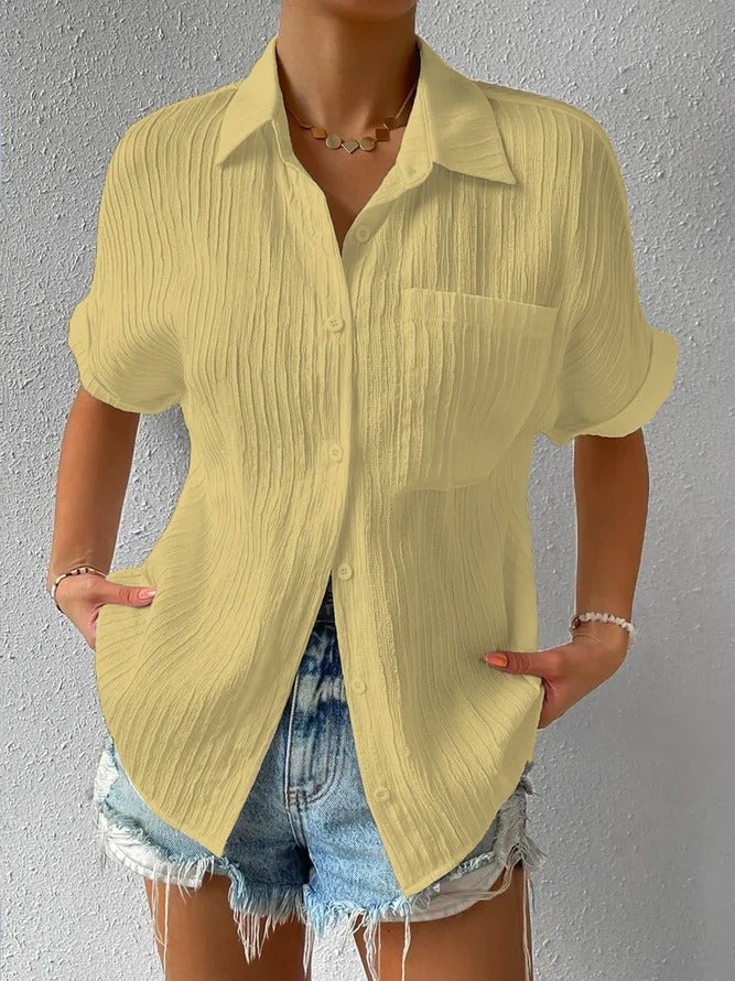 Navira - Shirt Collar Cotton-Blend Blouse