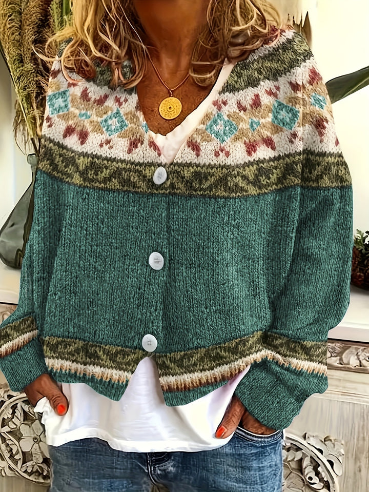 Mireva - Colour-Block Knit Cardigan