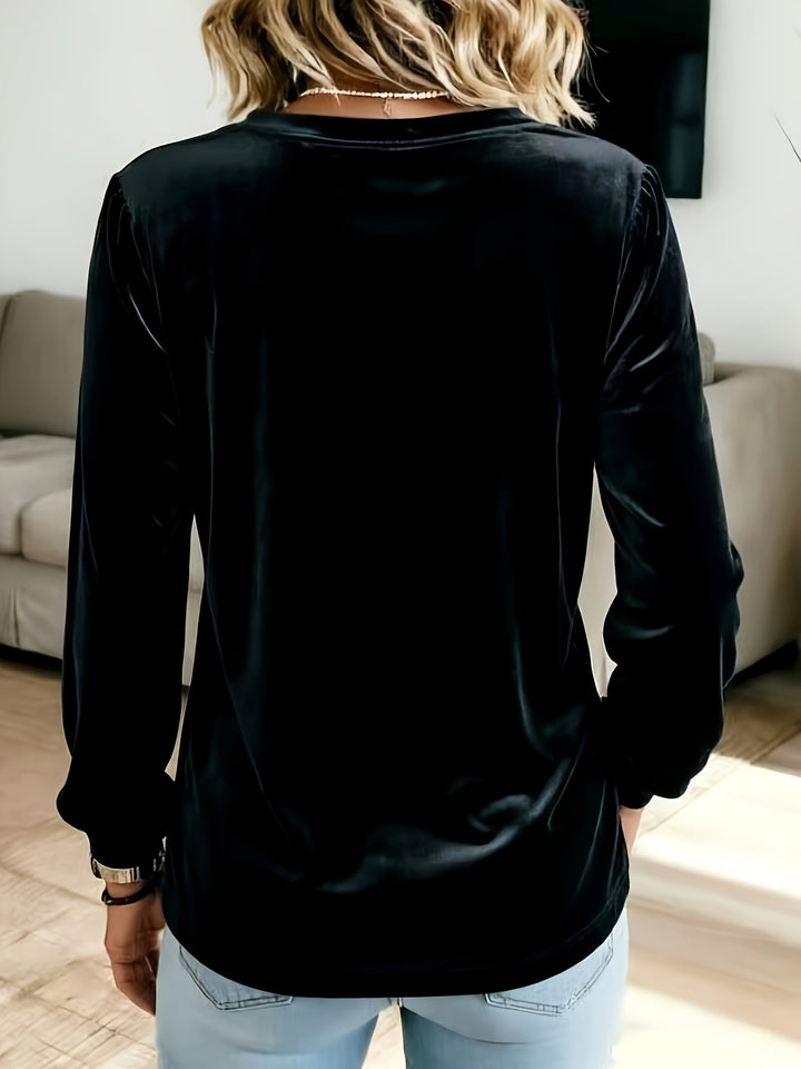 Sevaya - V-Neck Velvet Knit Top