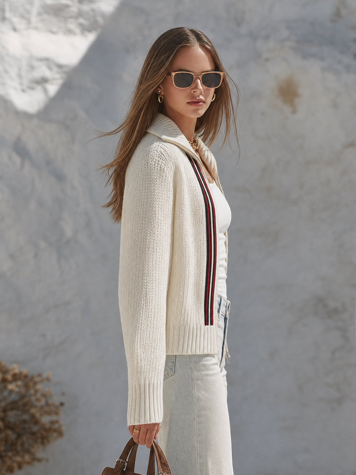 Virela - Striped Placket Knit Jacket