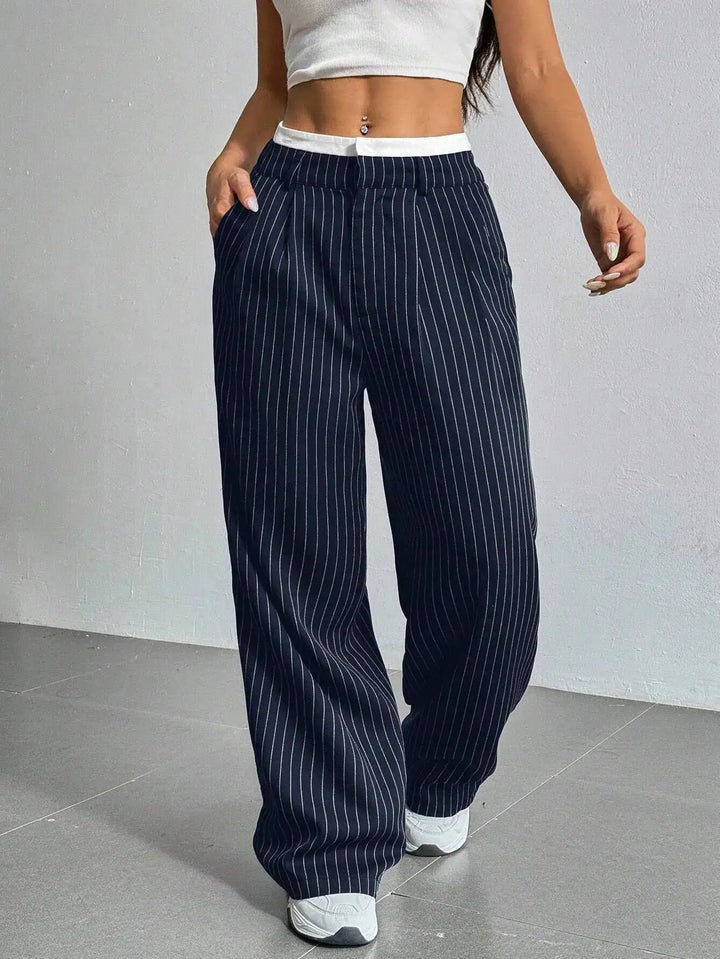 Anevia - High-Waist Pinstripe Trousers