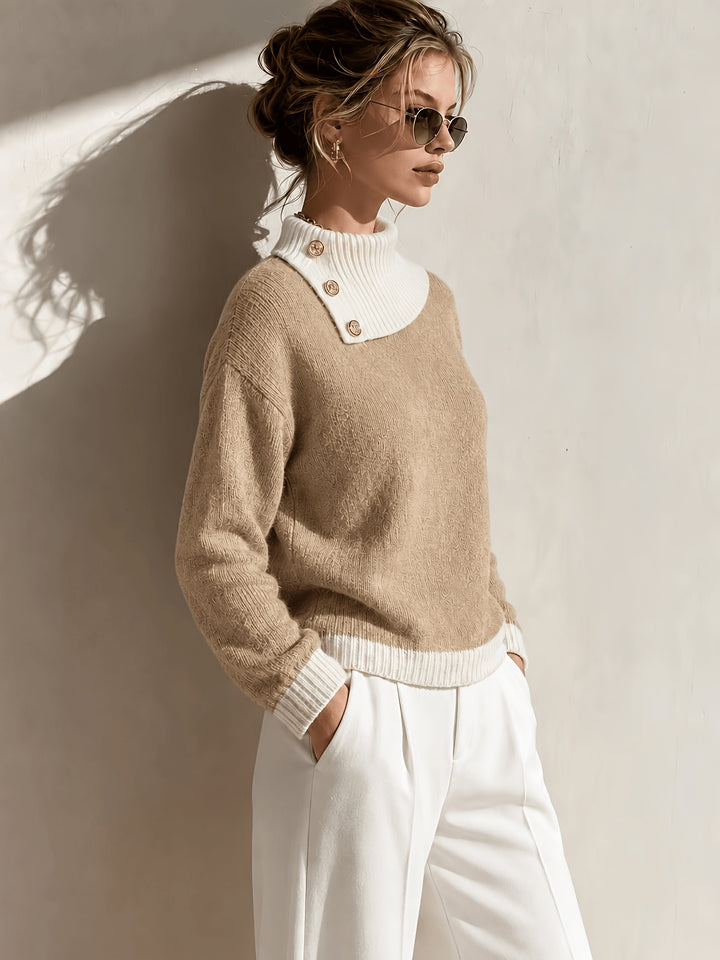 Calira - Asymmetric Neck Knit Sweater