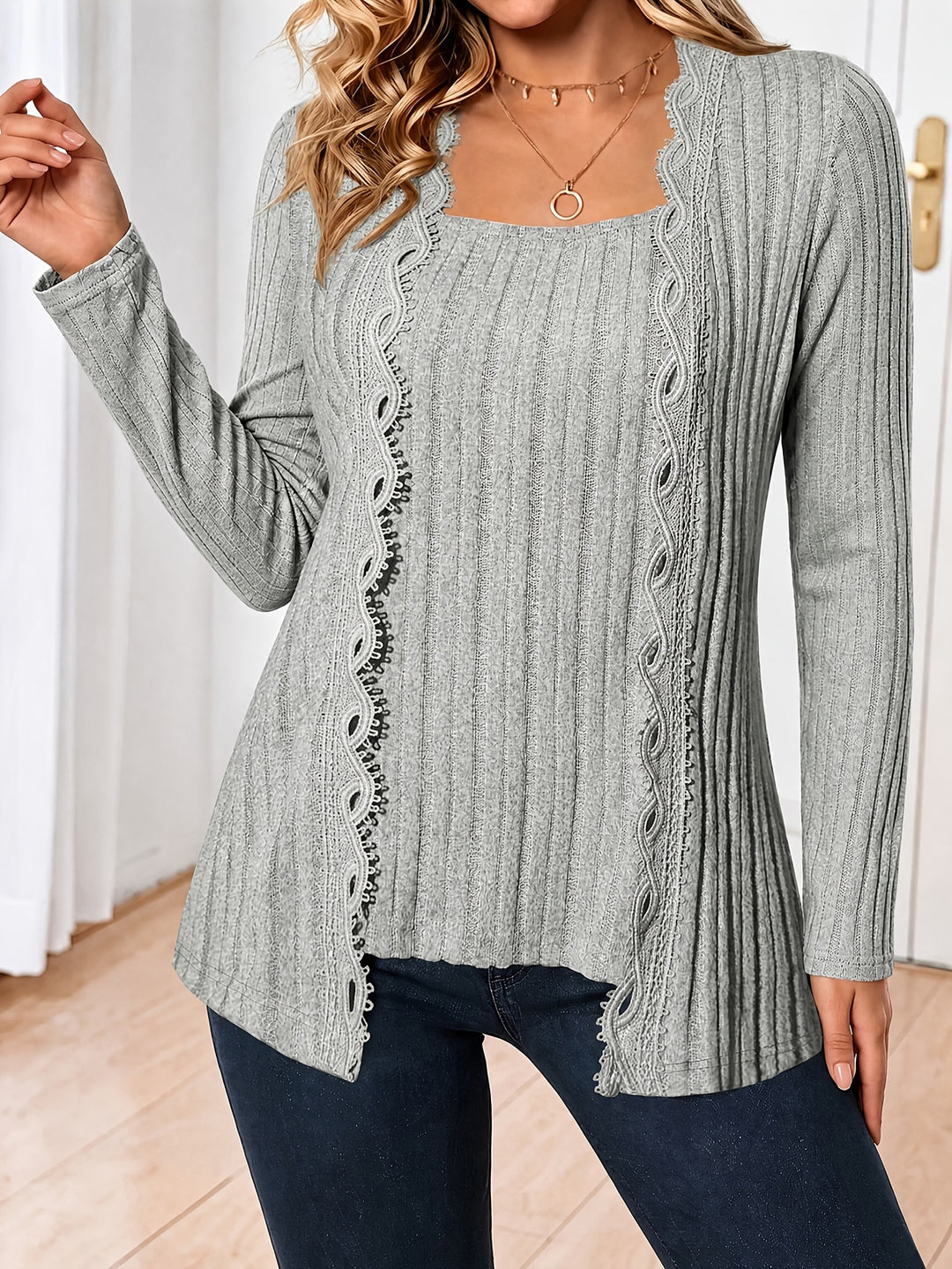 Zirela - Layered Look Stretch Knit Top