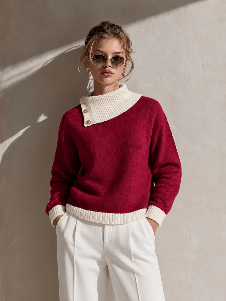 Calira - Asymmetric Neck Knit Sweater